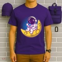 Cute Little Astronaut Drinking Coffee T-Shirt thumb 6