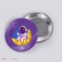 Cute Little Astronaut Drinking Coffee Button thumb 0