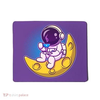 Cute Little Astronaut Drinking Coffee Mousepad