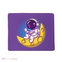 Cute Little Astronaut Drinking Coffee Mousepad thumb 0