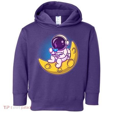 Cute Little Astronaut Drinking Coffee Toddler Hoodie