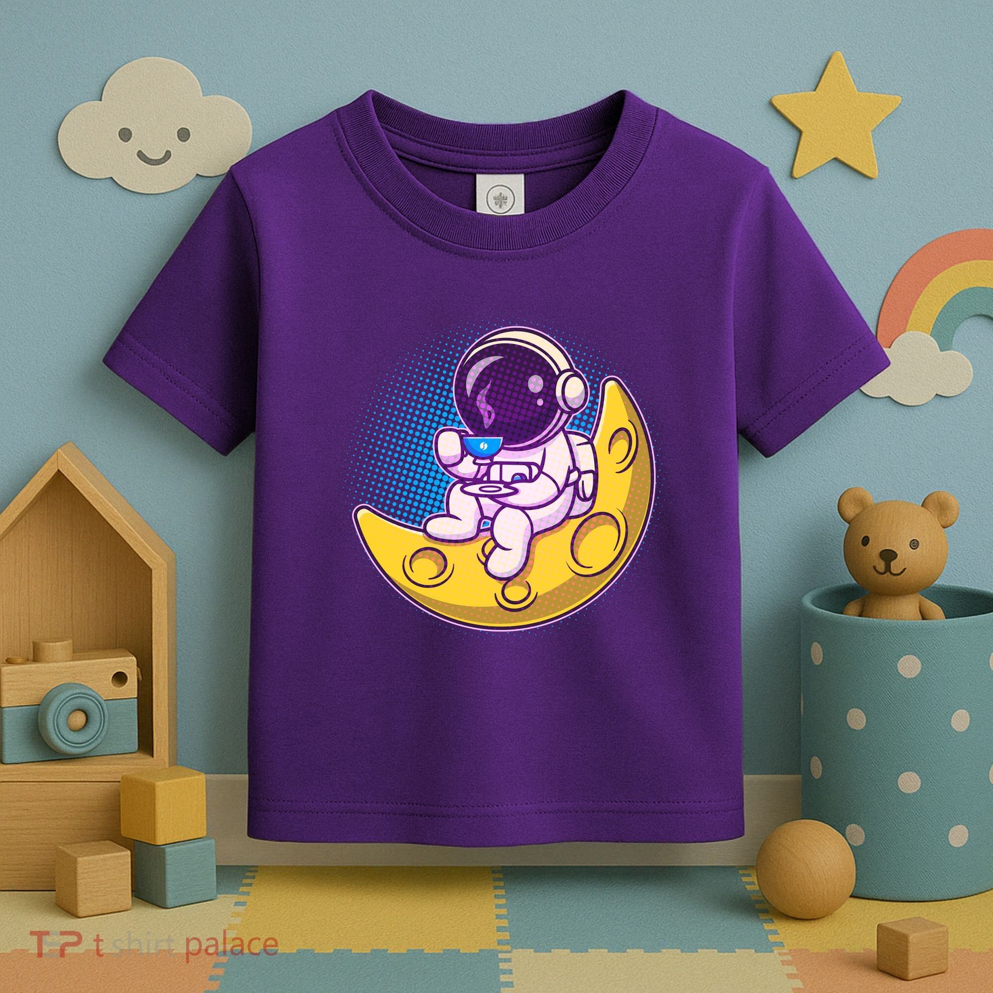 Cute Little Astronaut Drinking Coffee Toddler T-Shirt