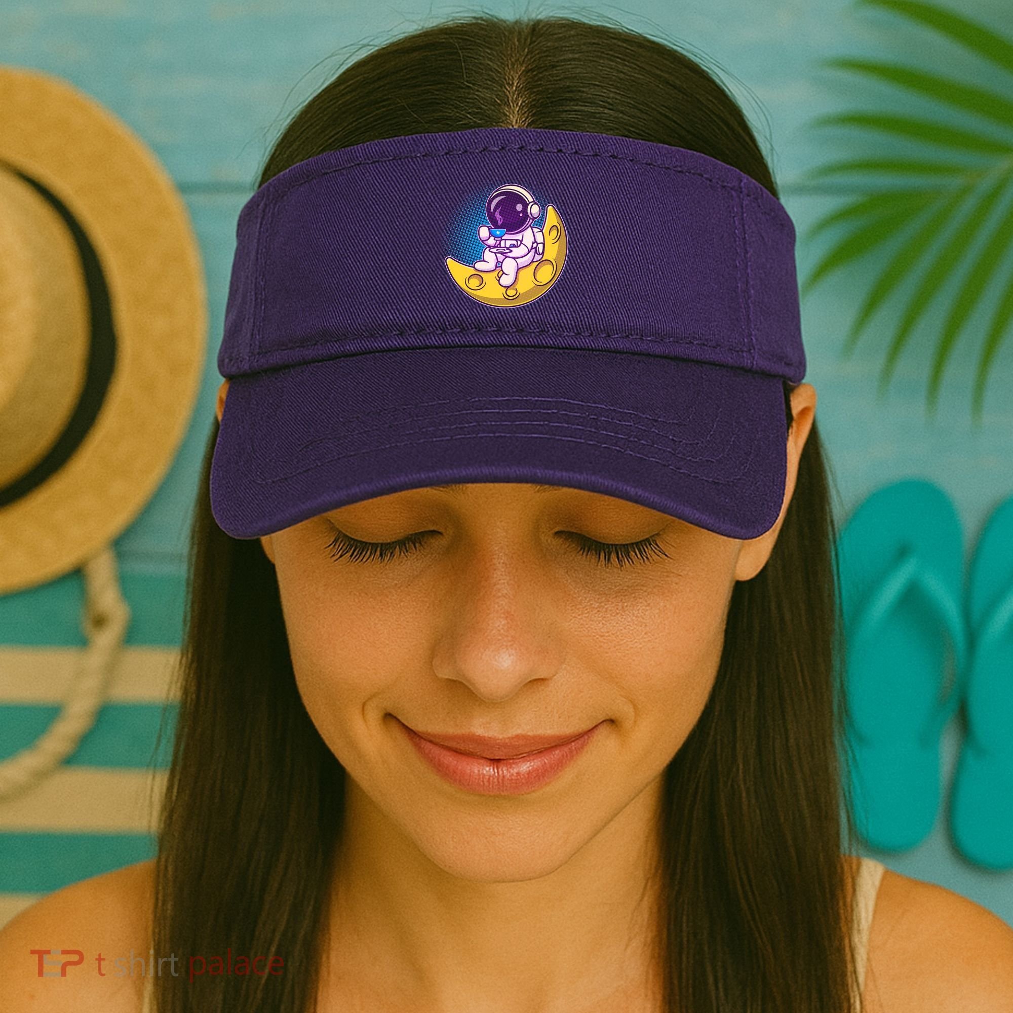 Cute Little Astronaut Drinking Coffee Visor