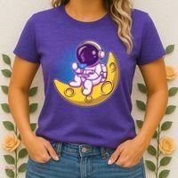 Cute Little Astronaut Drinking Coffee Women's T-Shirt thumb 2