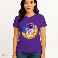 Cute Little Astronaut Drinking Coffee Women's T-Shirt thumb 4