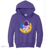 Cute Little Astronaut Drinking Coffee Kids Hoodie thumb 0