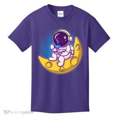 Cute Little Astronaut Drinking Coffee Kids T-Shirt