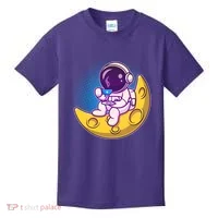 Cute Little Astronaut Drinking Coffee Kids T-Shirt thumb 0