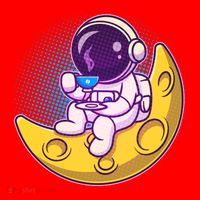 Cute Little Astronaut Drinking Coffee Santa Hat thumb 1
