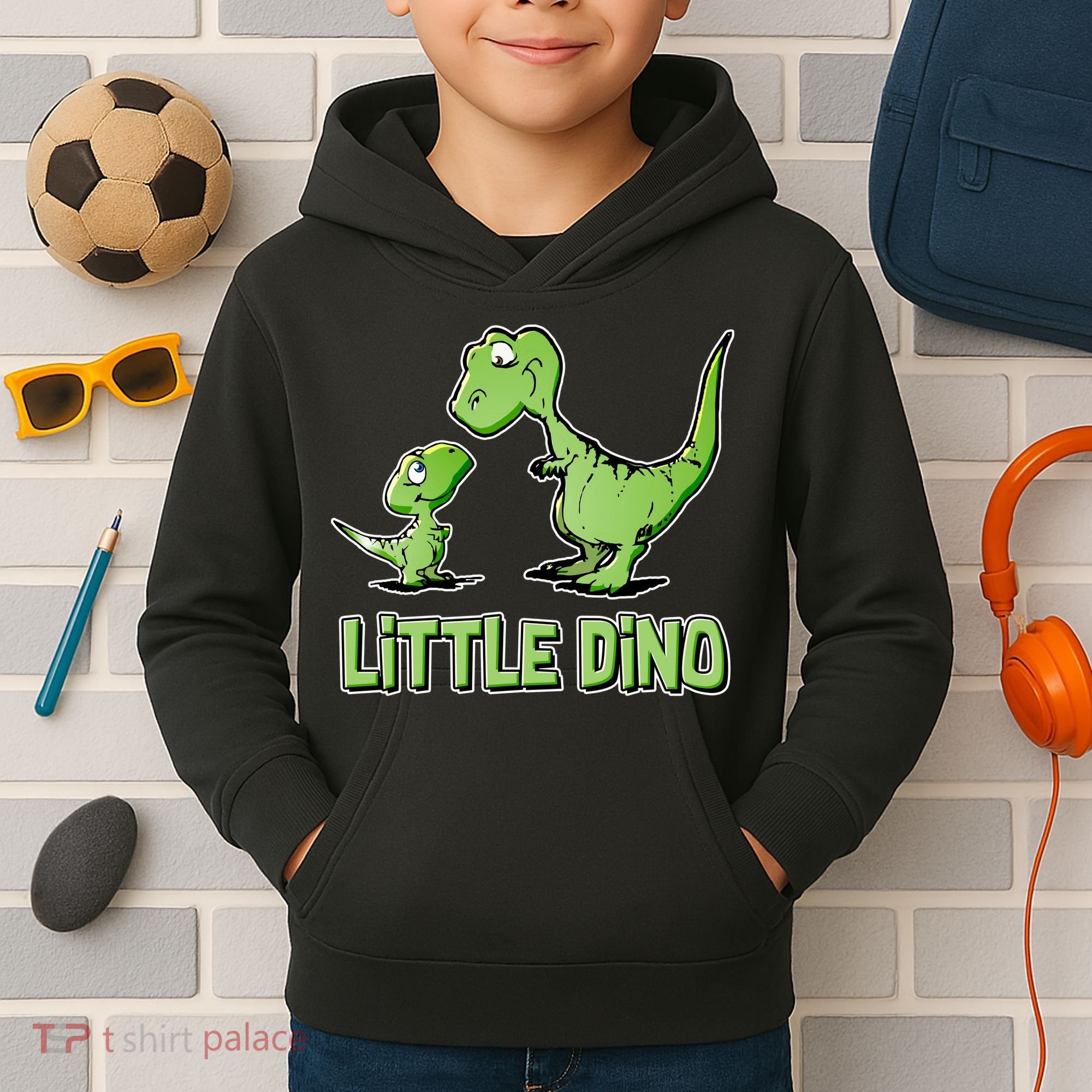 Cute Little Dino Dinosaur Little Younger Sibling Kids Hoodie