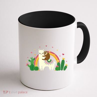 Cute Llama Sloth Love Coffee Mug back