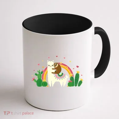 Cute Llama Sloth Love Coffee Mug back