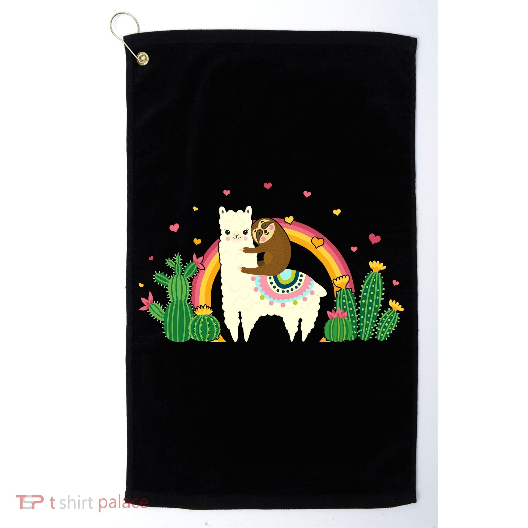 Cute Llama Sloth Love Golf Towel