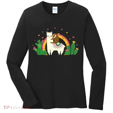 Cute Llama Sloth Love Women's Long Sleeve Shirt