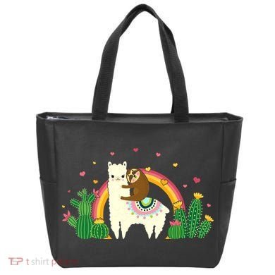 Cute Llama Sloth Love Tote Bag