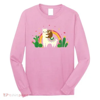Cute Llama Sloth Love Long Sleeve Shirt