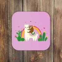 Cute Llama Sloth Love Coaster thumb 0