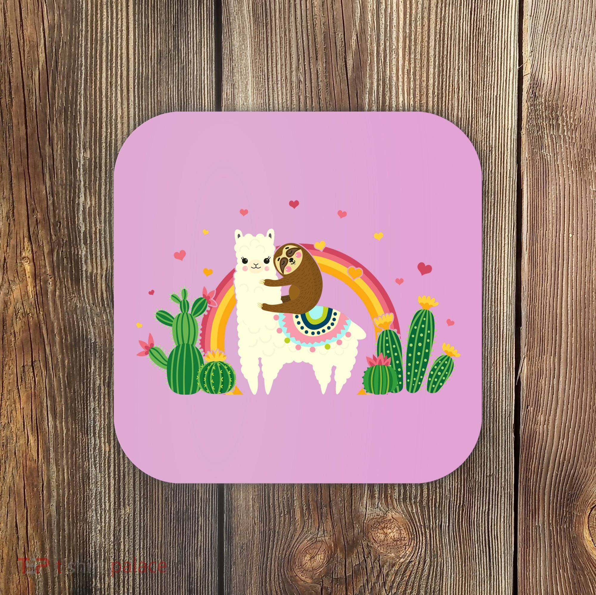 Cute Llama Sloth Love Coaster