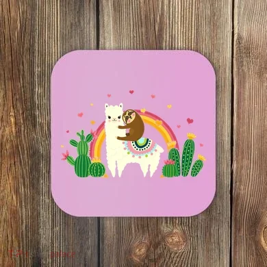 Cute Llama Sloth Love Coaster