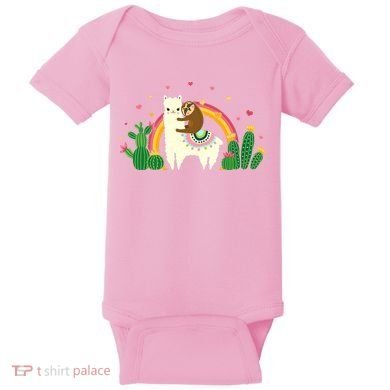 Cute Llama Sloth Love Baby Bodysuit