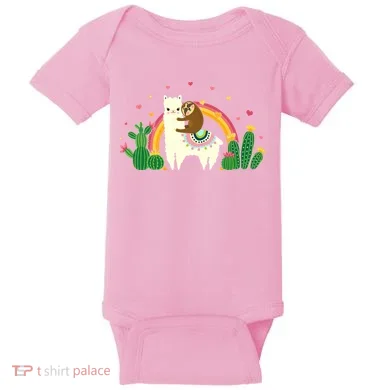 Cute Llama Sloth Love Baby Bodysuit