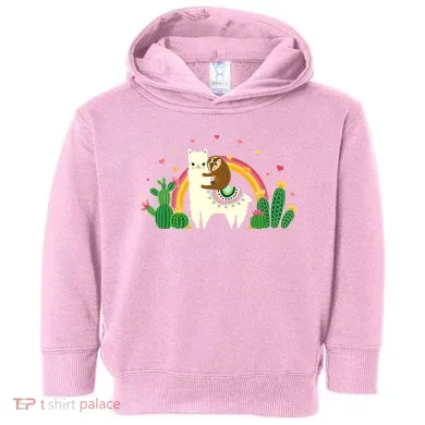 Cute Llama Sloth Love Toddler Hoodie