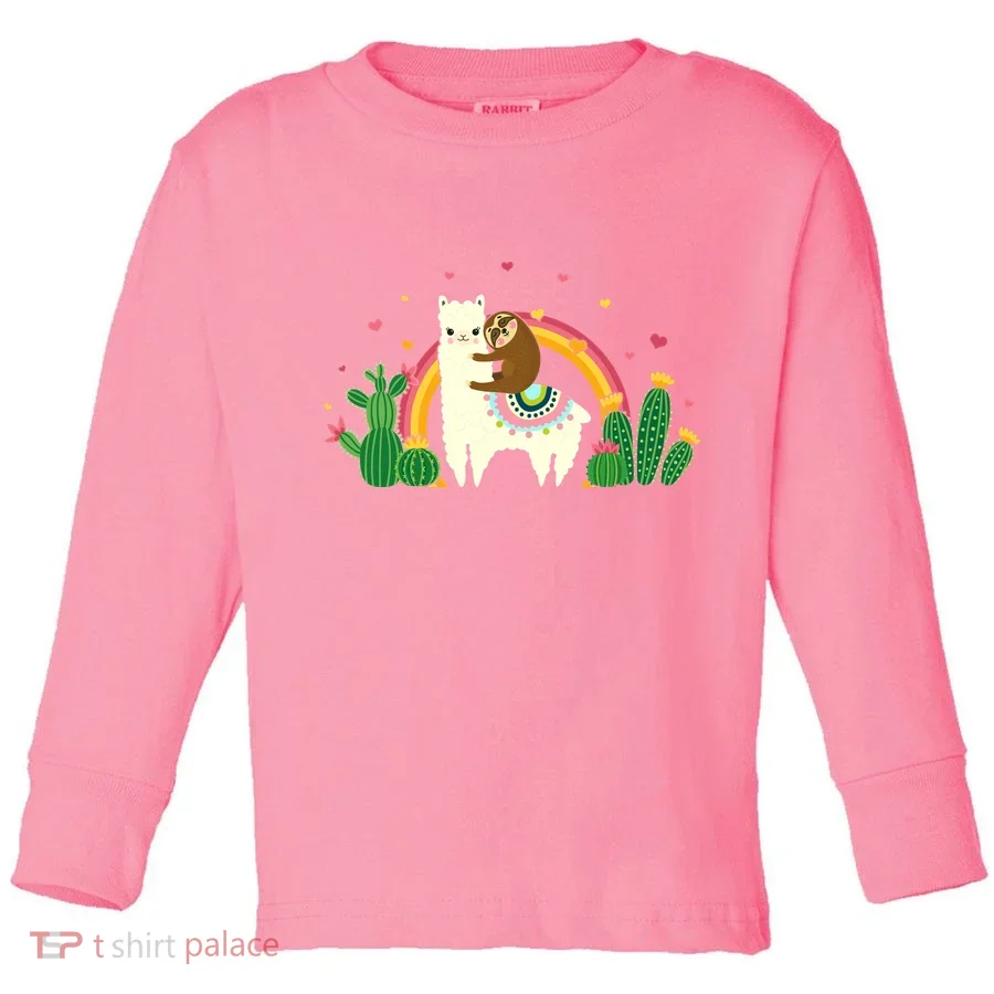 Cute Llama Sloth Love Toddler Long Sleeve