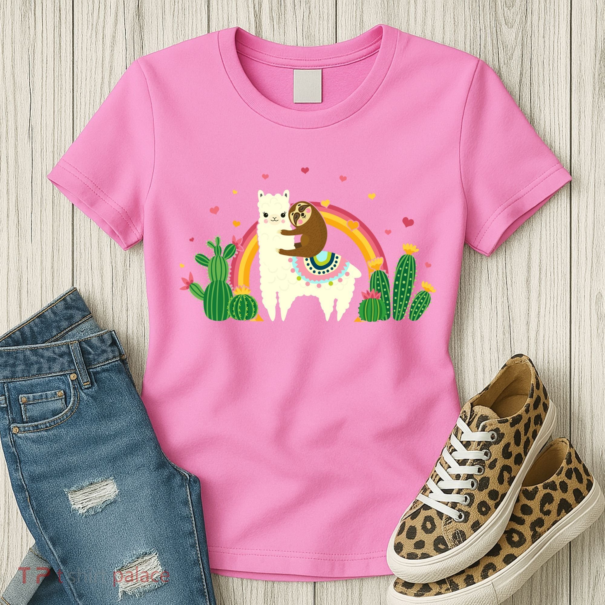 Cute Llama Sloth Love Women's T-Shirt