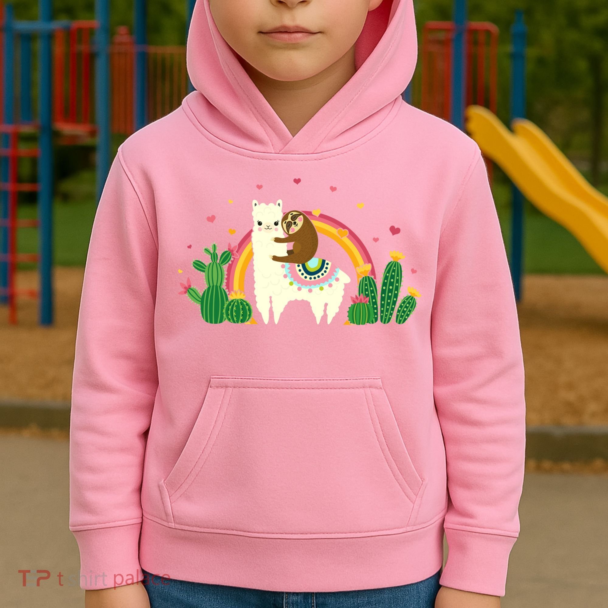 Cute Llama Sloth Love Kids Hoodie