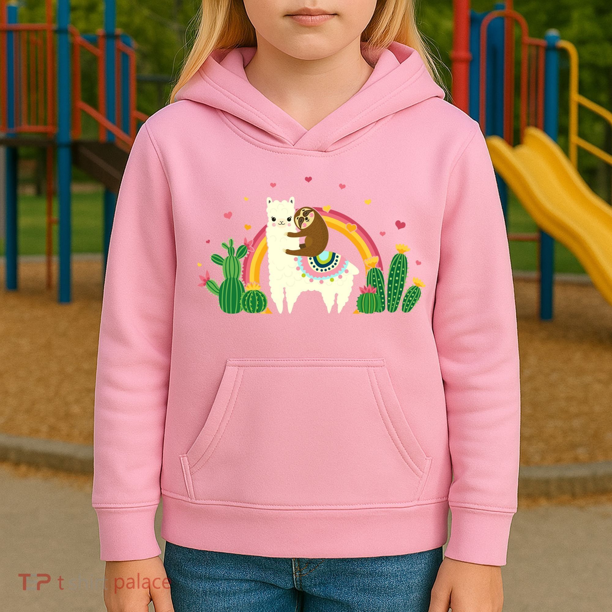 Cute Llama Sloth Love Kids Hoodie