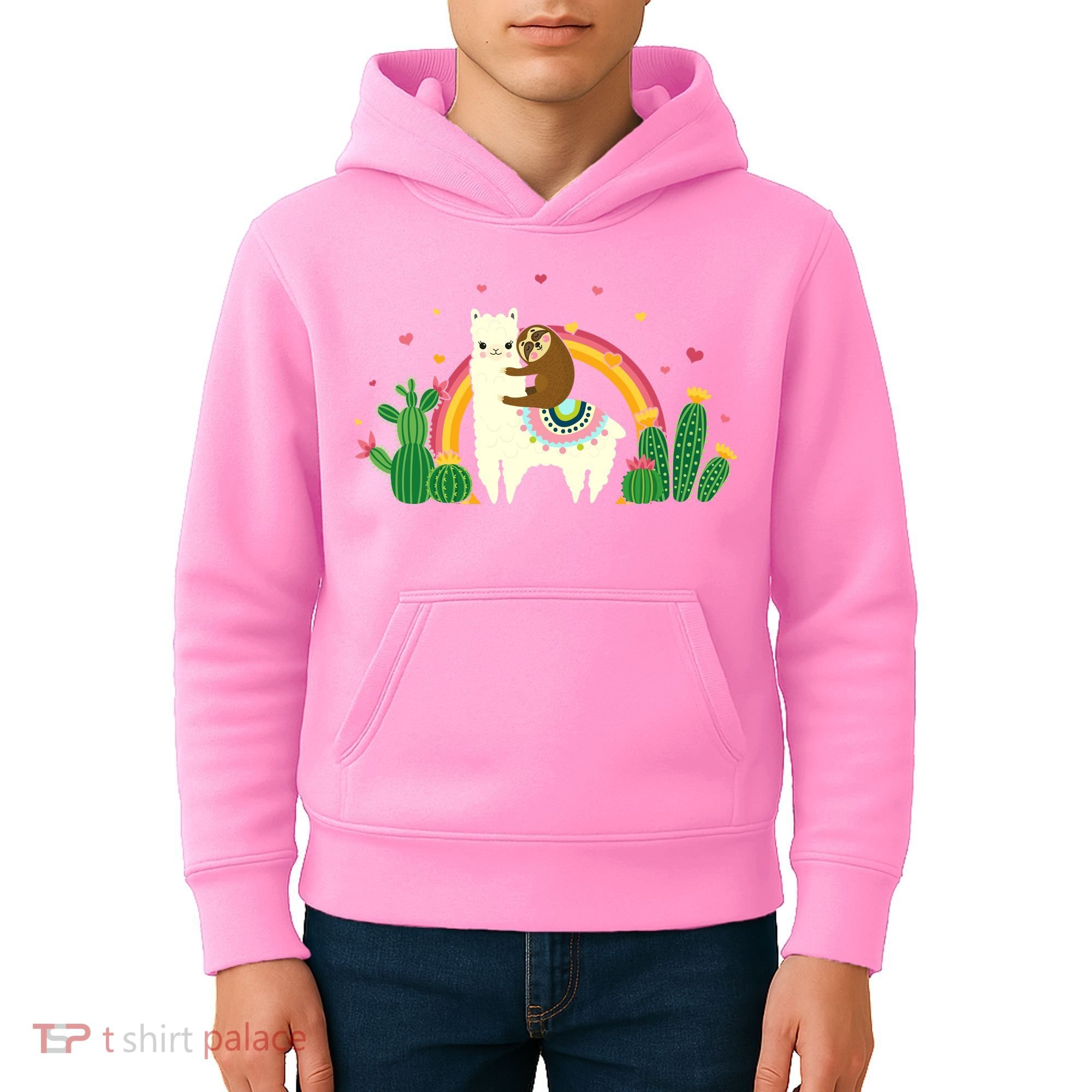 Cute Llama Sloth Love Kids Hoodie