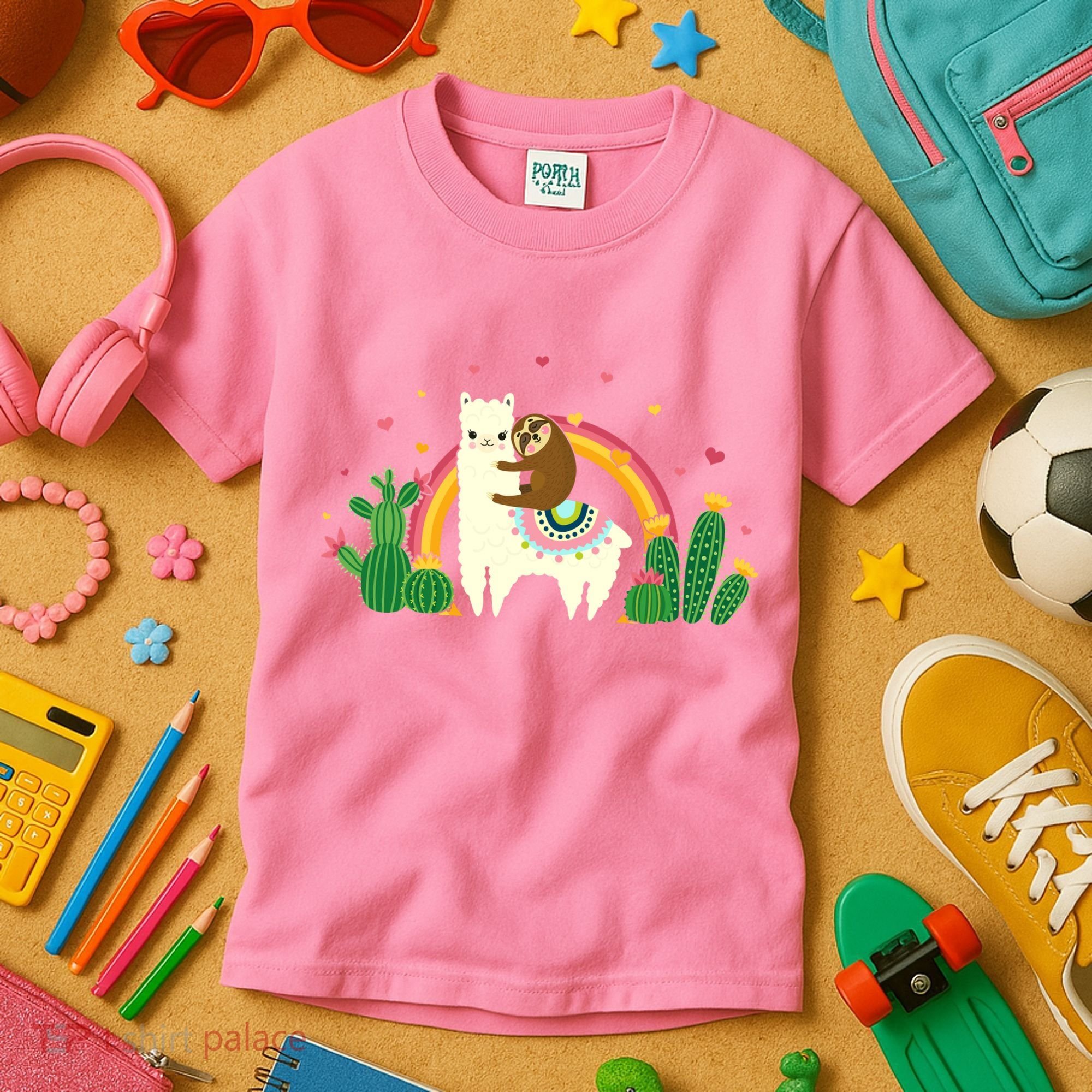 Cute Llama Sloth Love Kids T-Shirt