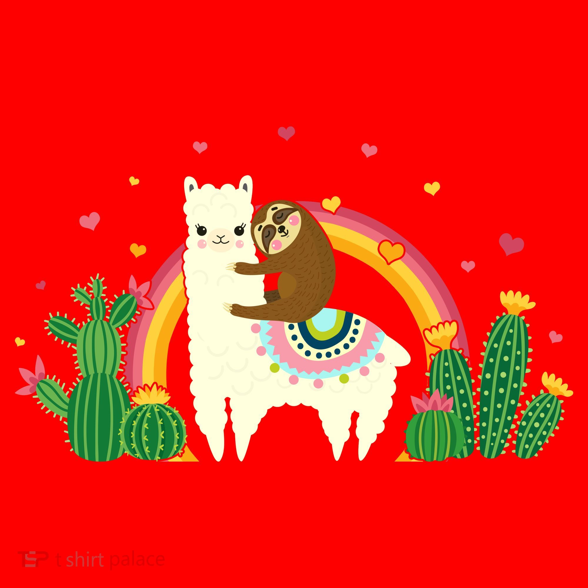 Cute Llama Sloth Love Santa Hat