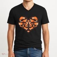 Cute Love Heart Foxes V-Neck T-Shirt thumb 2