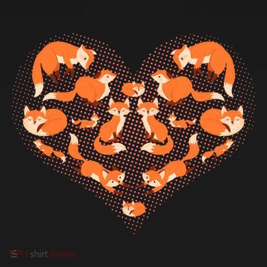 Cute Love Heart Foxes V-Neck T-Shirt