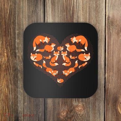 Cute Love Heart Foxes Coaster