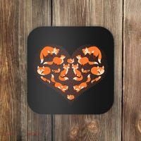 Cute Love Heart Foxes Coaster thumb 0