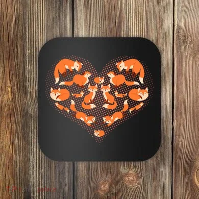 Cute Love Heart Foxes Coaster