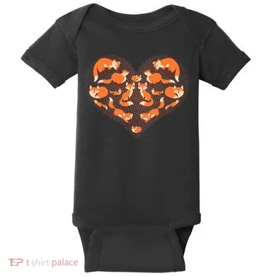 Cute Love Heart Foxes Baby Bodysuit