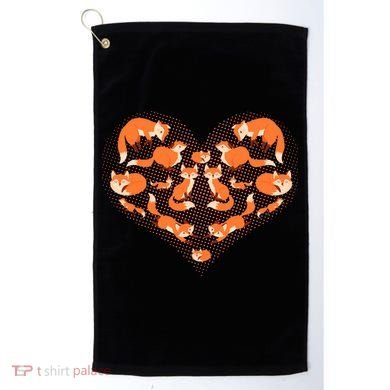 Cute Love Heart Foxes Golf Towel