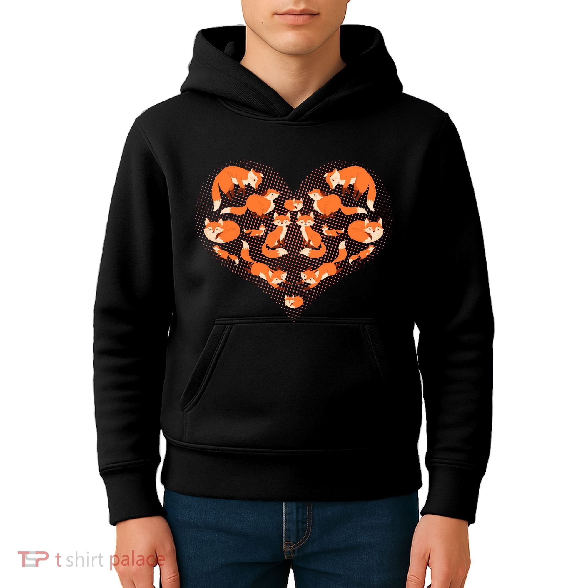 Cute Love Heart Foxes Kids Hoodie