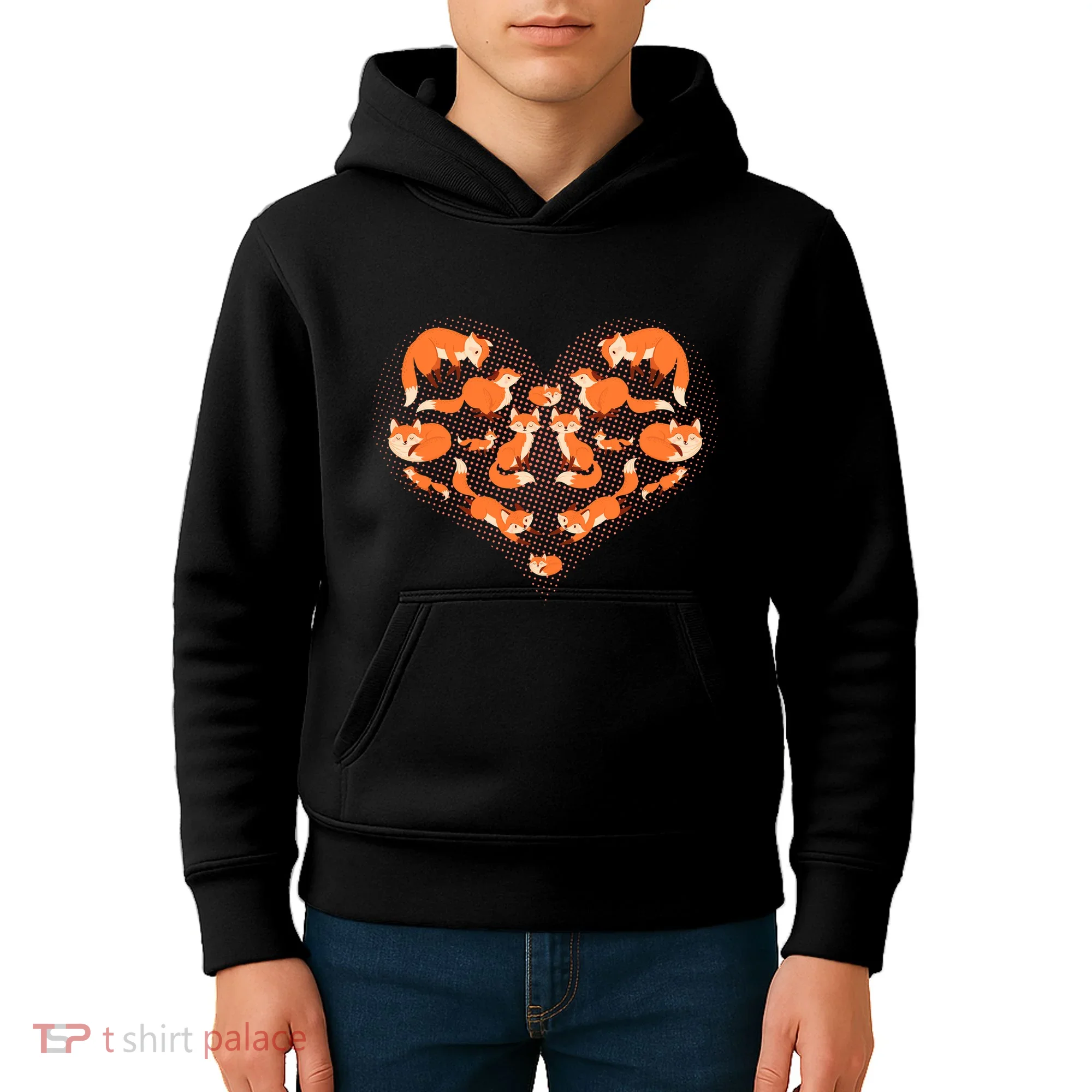 Cute Love Heart Foxes Kids Hoodie