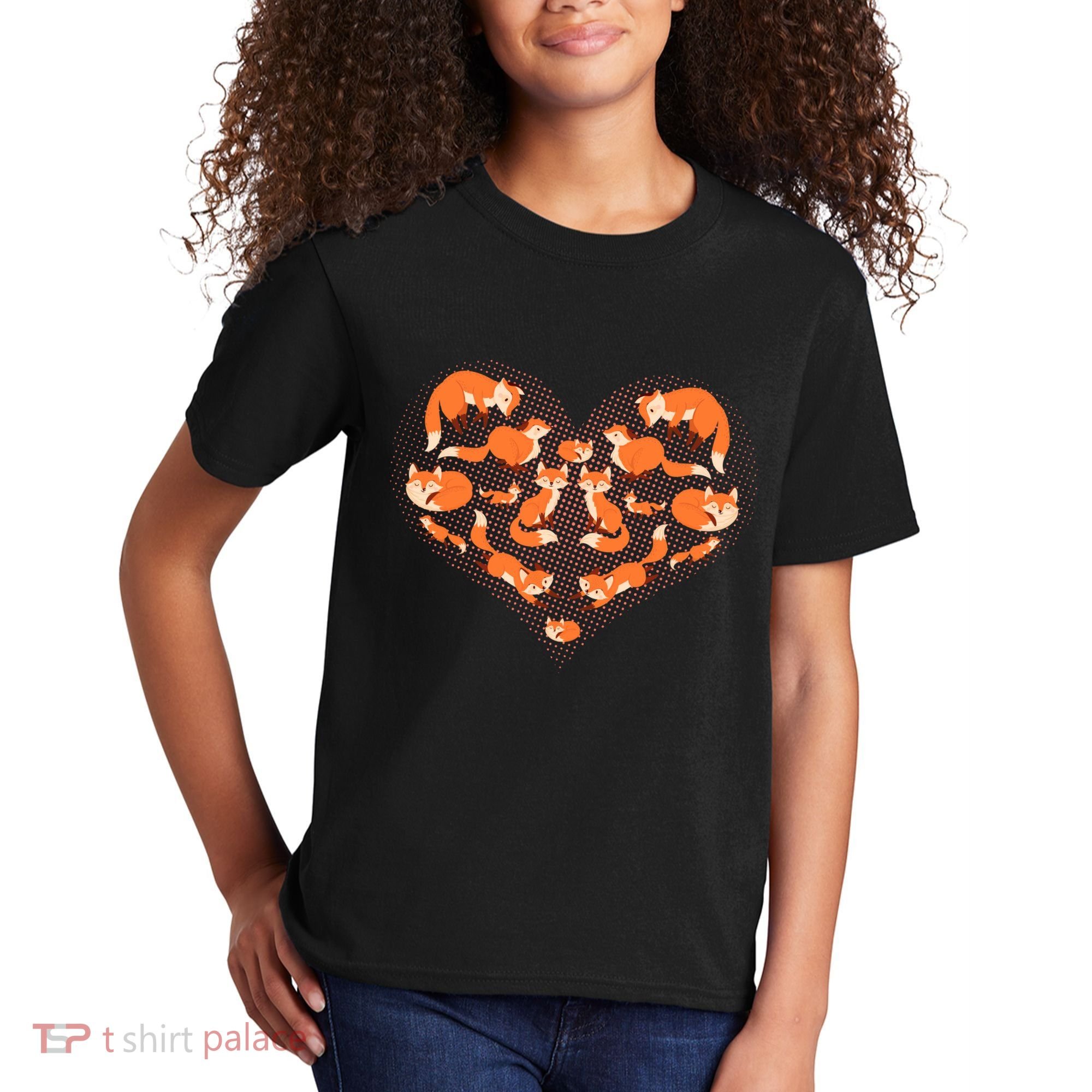 Cute Love Heart Foxes Kids T-Shirt