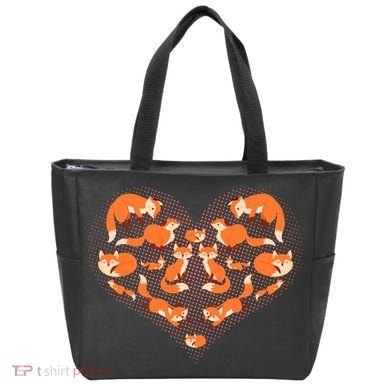 Cute Love Heart Foxes Tote Bag