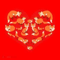 Cute Love Heart Foxes Santa Hat thumb 1