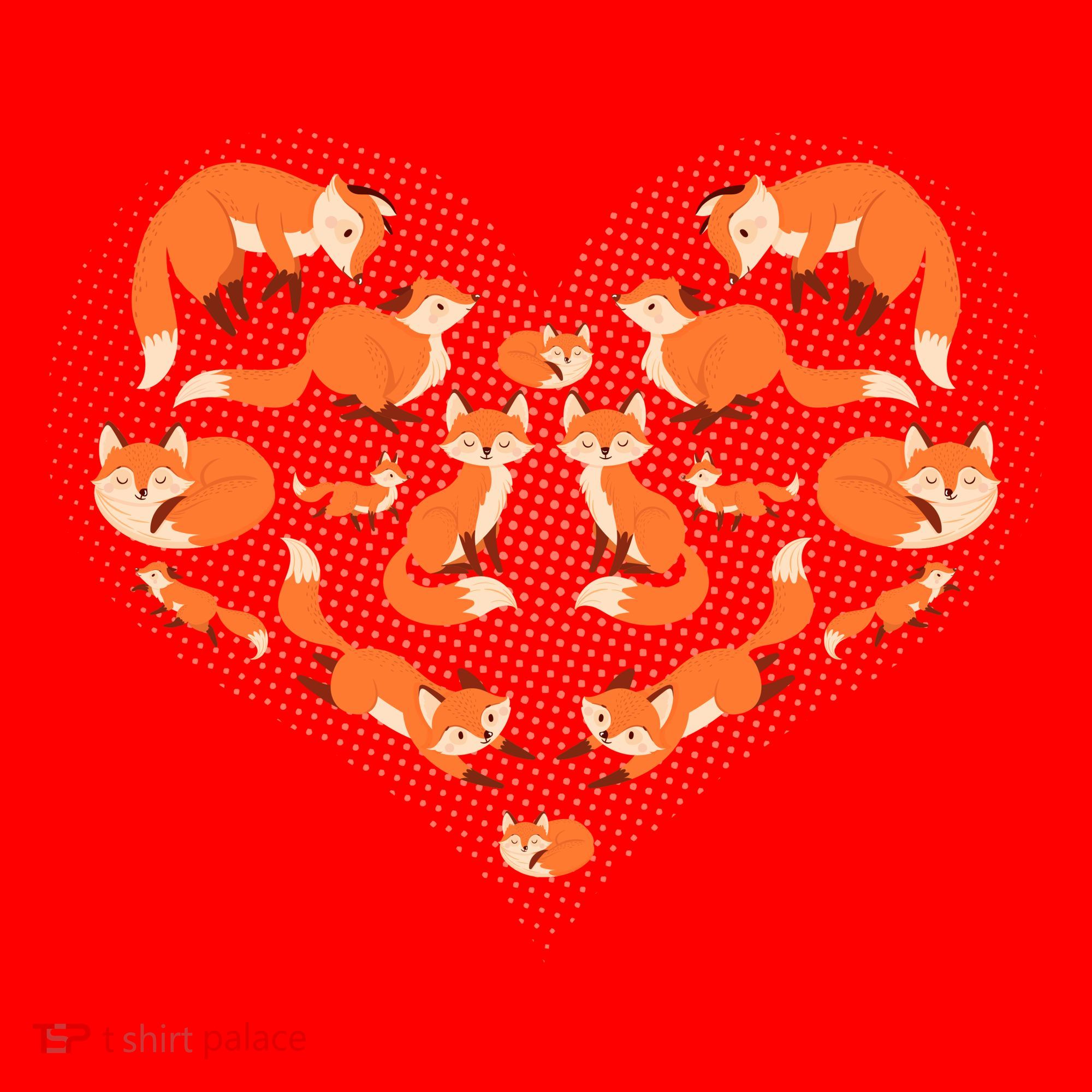 Cute Love Heart Foxes Santa Hat