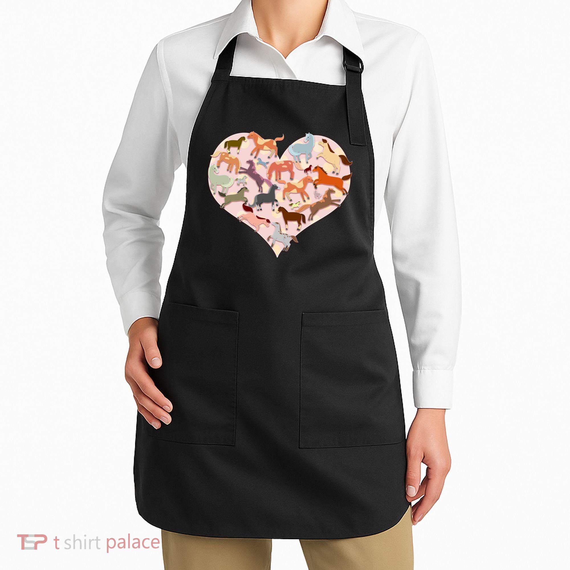 Cute Love Heart Horses Apron