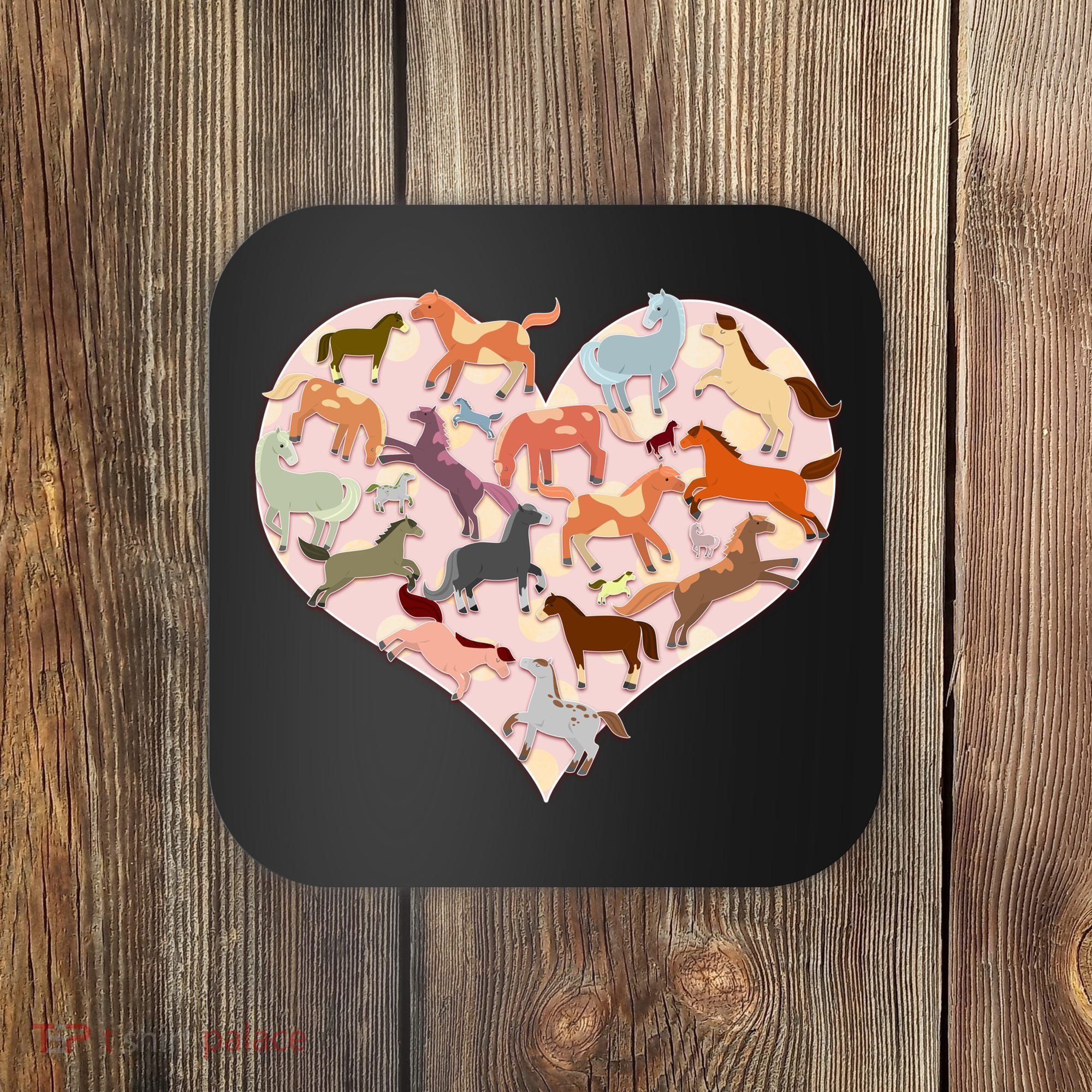 Cute Love Heart Horses Coaster