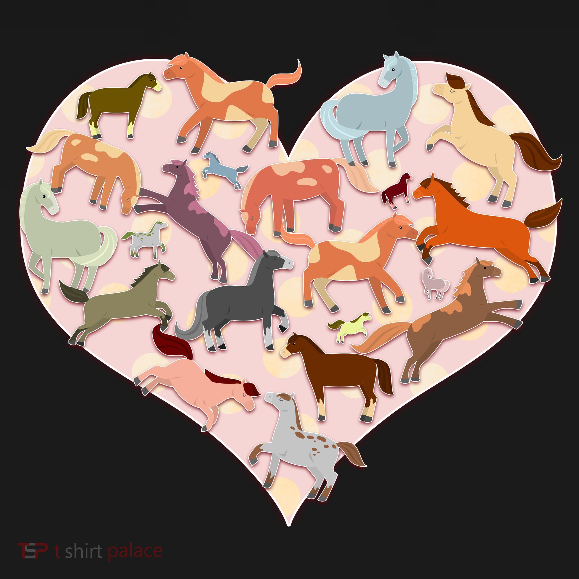 Cute Love Heart Horses Pajama Set