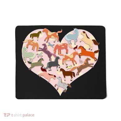 Cute Love Heart Horses Mousepad